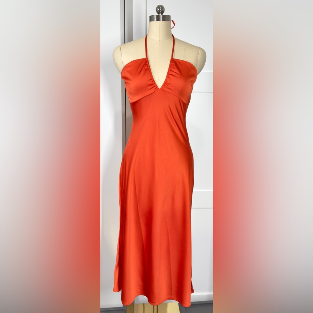 NWT A&F Satin Halter Slip Midi dress